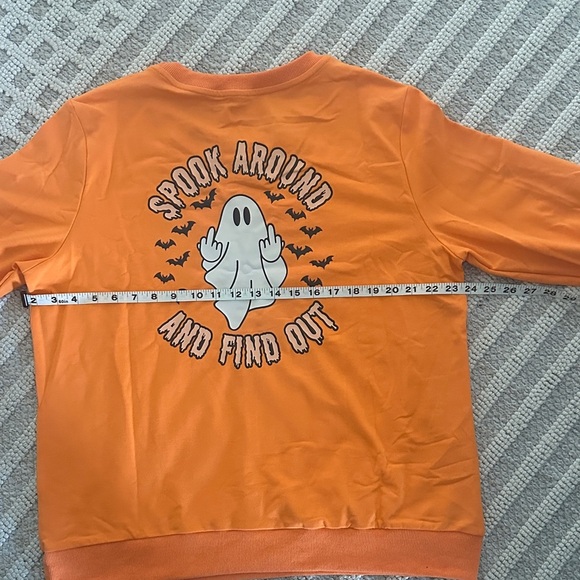 Orange Ghost Print Men's Sweater - Picture 2 of 5